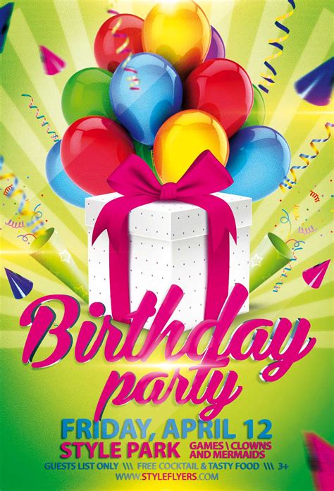 Birthday Party Psd Flyer Template With Animated Fully Editable