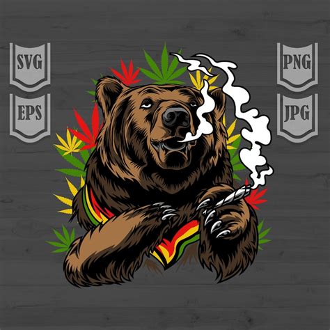 Rasta Bear Chilling Illustration Reggae Bear Smoking Joint Etsy