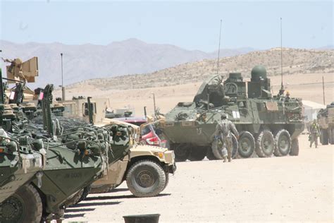 1st Armored Division Stryker Brigade Trains With Mobile Network At Ntc