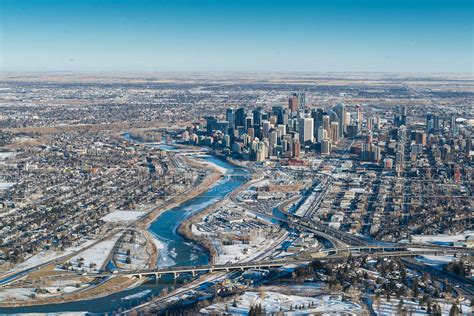 Aerial Photo Calgary Skyline In Winter
