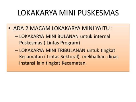Definisi Lokakarya Mini Puskesmas