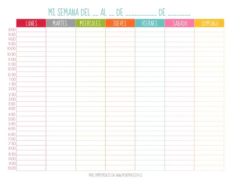 Planning Semanal Para Imprimir Gratis Calendario Mar