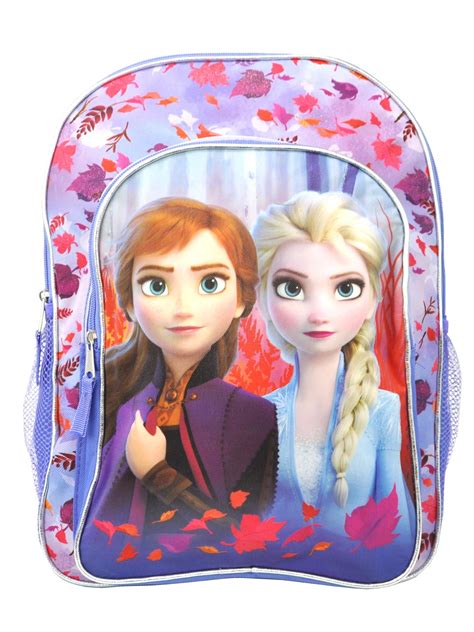 Disney Frozen Ii Anna Elsa 16 Backpack Front Zippered Pocket Purple