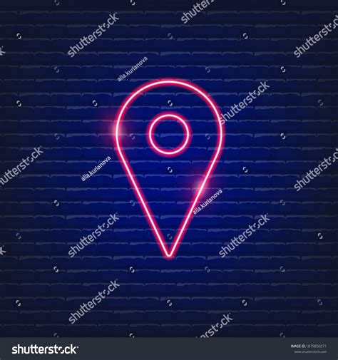 Pin Location Neon Sign Geolocation Icon Stock Vector Royalty Free