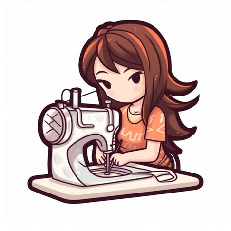 Premium Ai Image A Cartoon Illustration Of A Woman Sewing On A Sewing