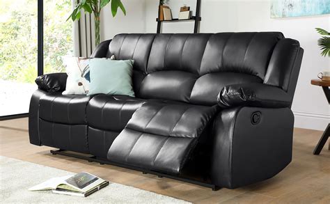 Dakota Black Leather 3 Seater Recliner Sofa Furniture Choice