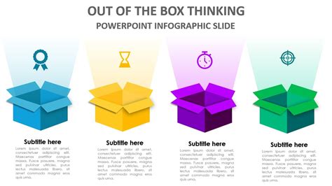 Create 4 Steps Out Of The Box Thinking Infographic Slide In Powerpoint