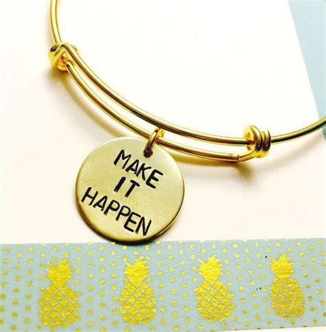 Make It Happen Bracelet Inspirational Jewelry Gold