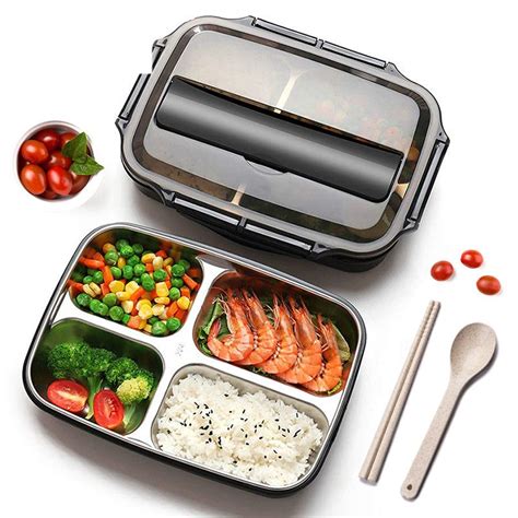 Stainless Steel 304 Lunch Box With Spoon Leak Proof Lunch Bento Boxes