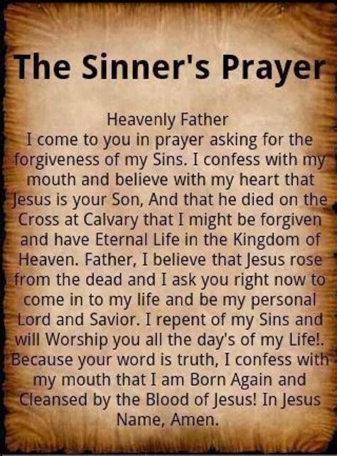The Sinners Prayer Sinners Prayer Salvation Prayer Prayers