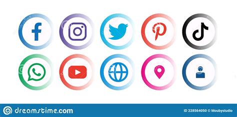 Gradient Social Media Buttons Logo Collection Set Of Most Popular