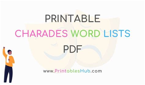 Free Printable Charades Word Lists For Kids And Adults Pdf