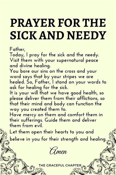 Prayer For The Sick And Needy Short Prayer For Healing Prayers For Healing Short Prayers