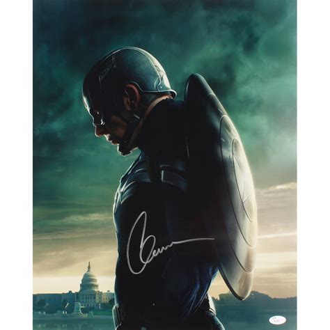 Chris Evans Signed Captain America 16x20 Photo Jsa Coa Pristine Auction