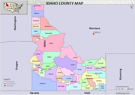 Idaho County Map List Of Counties In Idaho And Seats