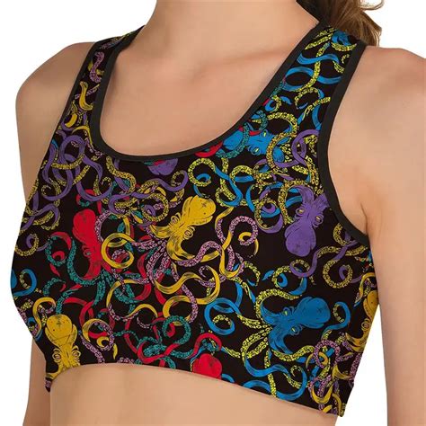Europe Sexy Sports Bras Women Padded Wireless Crop Top Exercise Tank Top Color Octopus