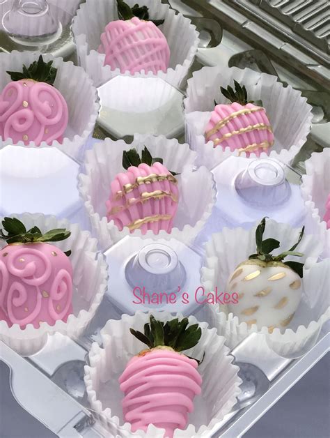 White Chocolate Dipped Strawberries Pink White And Gold White