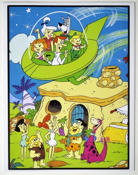 The Flintstones Meet The Jetsons Print Hanna Barbera Picclick Uk