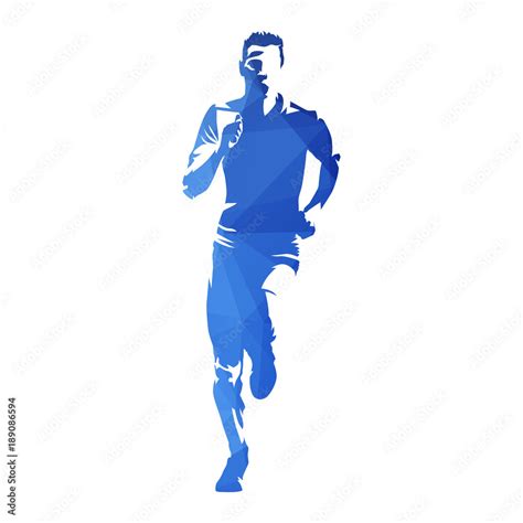 Running Man Abstract Blue Geometric Runner Vector Silhouette Runner