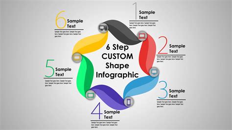 17powerpoint 6 Step Custom Shape Infographic Powerup With Powerpoint