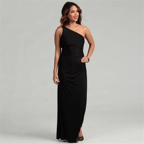 Adrianna Papell Black One Shoulder Beaded Gown Free Shipping Today