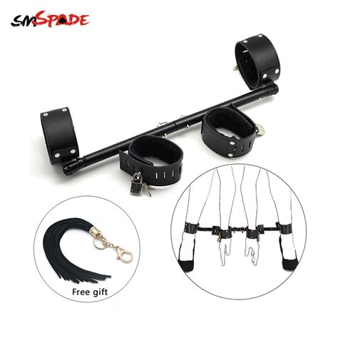 Smspade Metal Spreader Bar With 4 Leather Cuffs Sex Tools For Woman