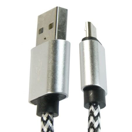 Kabel Micro Usb Nylon Metal Czarno Bia Y Gruby