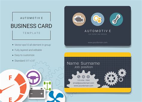 You nailed that first impression, but a business card sticks. Automotive business name card design template. - Download Free Vectors, Clipart Graphics ...