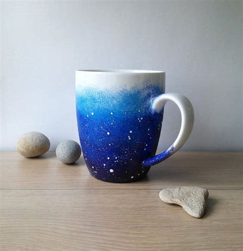 Galaxy Coffee Mug Space Lover Gift Night Sky Stars Ceramic Mug Hand