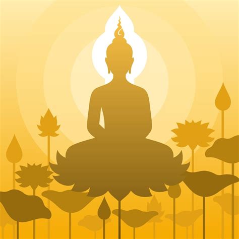 Premium Vector Lord Buddha Sit On Lotus Flower In Meditation Pose