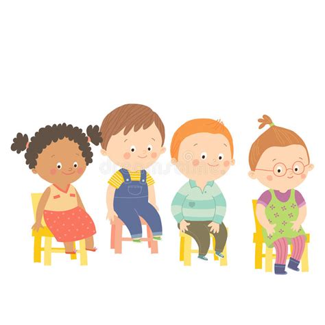 Preschool Children Sitting On Chairs And Smiling Editorial Stock Photo