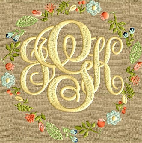 Floral Font Frame Monogram Embroidery Design Font Not Included Ins