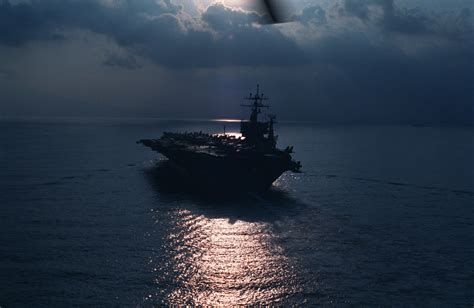 A Stern View Of The Nuclear Powered Aircraft Carrier Uss Dwight D