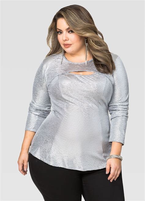 Textured Metallic Top Plus Size Tops Ashley Stewart Fashionable Plus