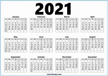 2021 Printable Calendar One Page