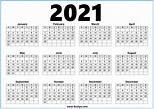 12 Month Printable Calendar 2021 One Page - 2024 CALENDAR PRINTABLE