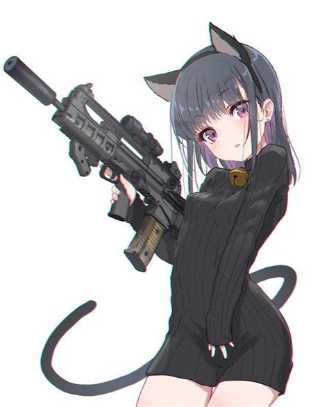 Anime Cat Girl With Gun Ranimeanimalgirls