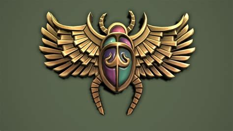 3d model scarab bas relief cgtrader eagle statue magic props fantasy props unreal engine