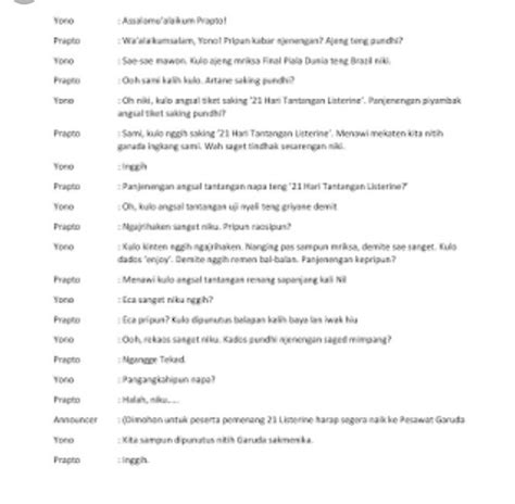 Contoh Teks Dialog Bahasa Jawa Singkat – bonus