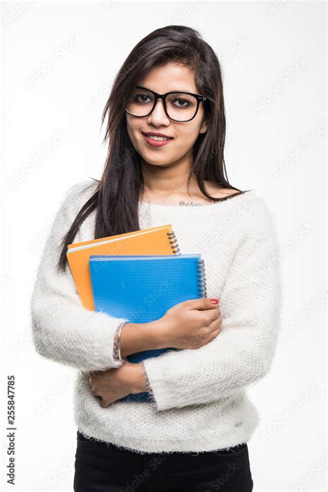 Indian Student Holding Book Isolated On White Background Stock Photo