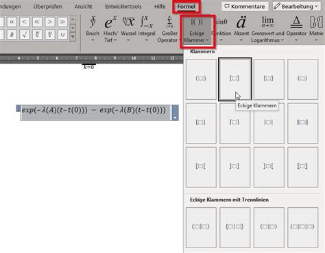 Word Eckige Klammern So Fügen Sie Alle Größen Ein