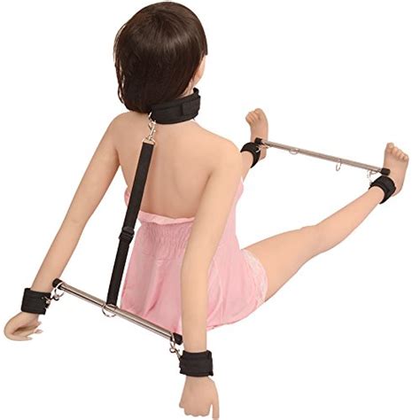 Sex Bondage Wrist Ankle Cuffs Kit With Restraints Satinless Steel Spreader Bar And Collar For