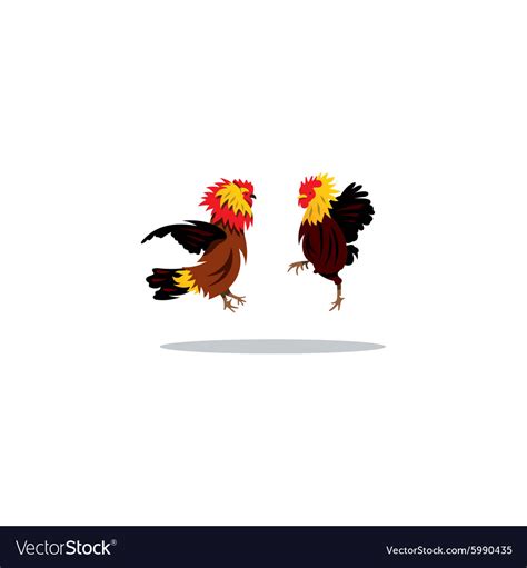 Cockfight Sign Two Cocks Fighting In The Jump Vector Image
