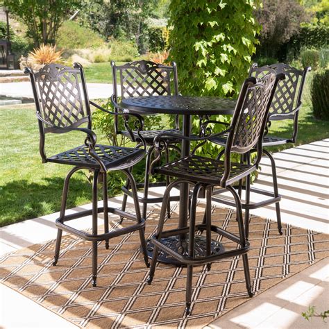 Lightweight Cast Aluminum Frame Shiny Copper Finish Barstools Have Arms Built In Footrest