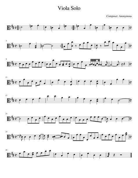 Viola Solo Sheet Music For Piano Solo