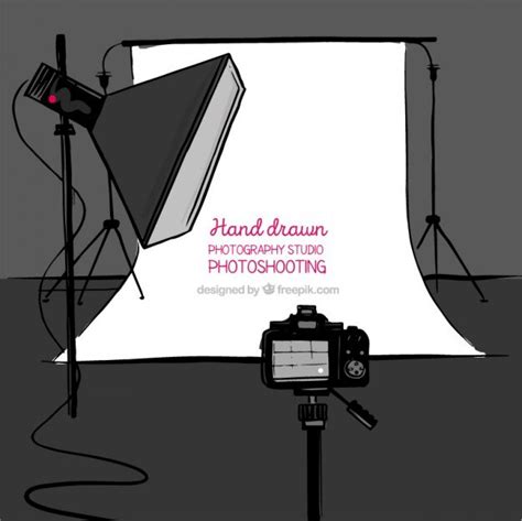 Free Vector Hand Drawn Photo Studio With Accessories Background