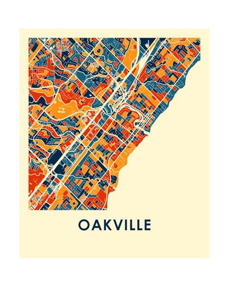 Oakville Ontario Map Print Full Color Map Poster Etsy