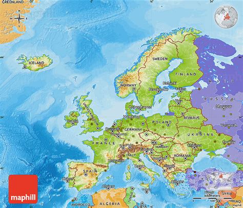 Physical Map Of Europe Political Outside Gambaran