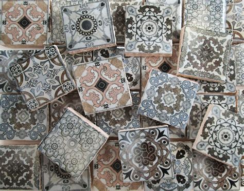 Ceramic Mosaic Tiles Vintage Moroccan Tan Blue Grey Mosaic Tile