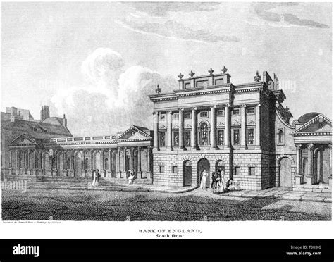 An Engraving Of The Bank Of England South Front London Uk Scanned At